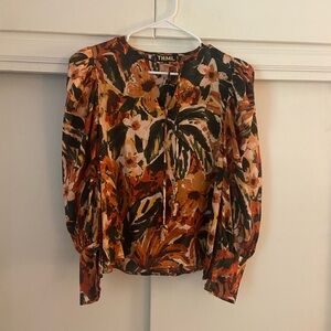 THML Women's Autumn Floral Blouse - Orange and Green
